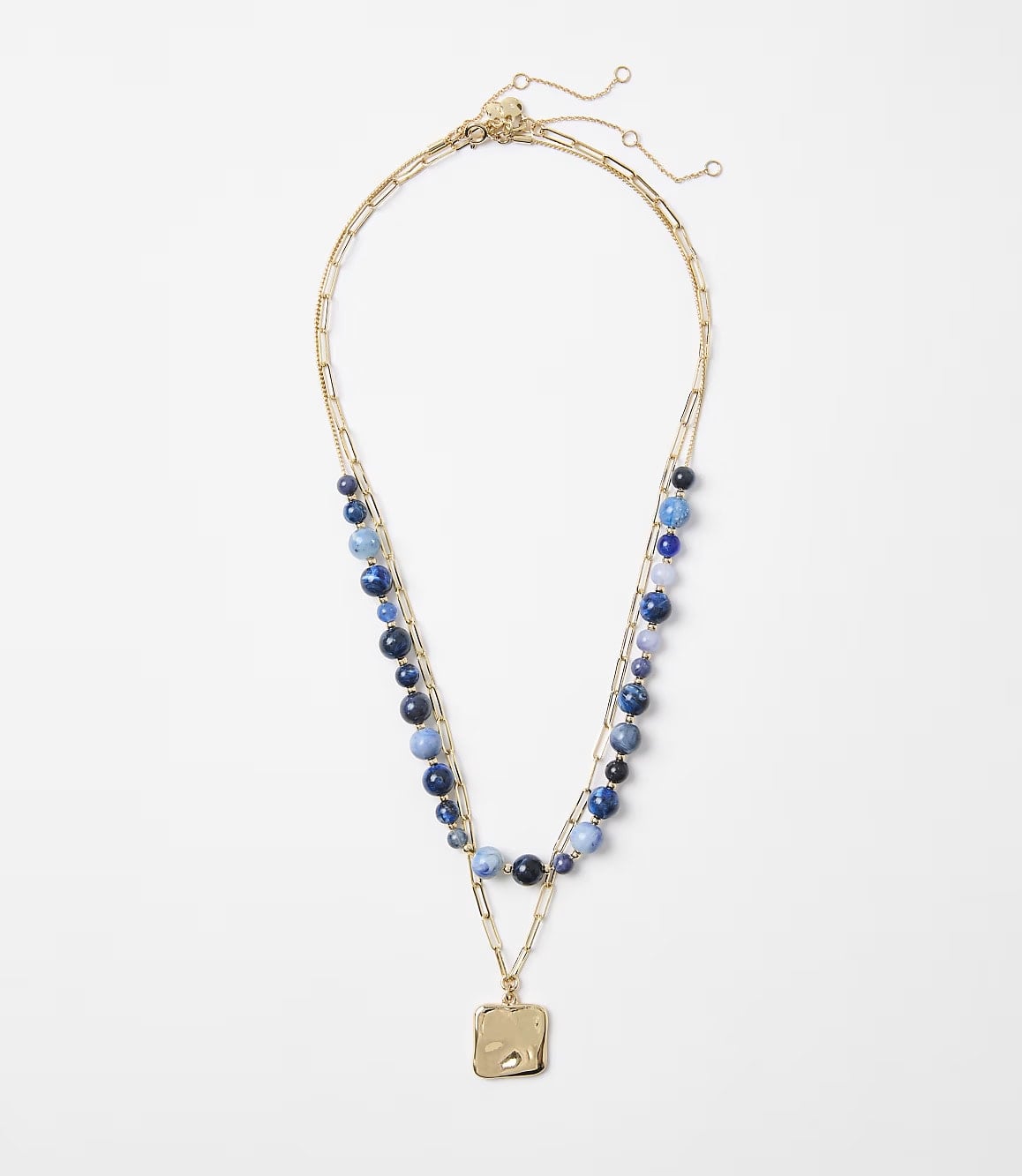 Hammered Beaded Layered Necklace Set