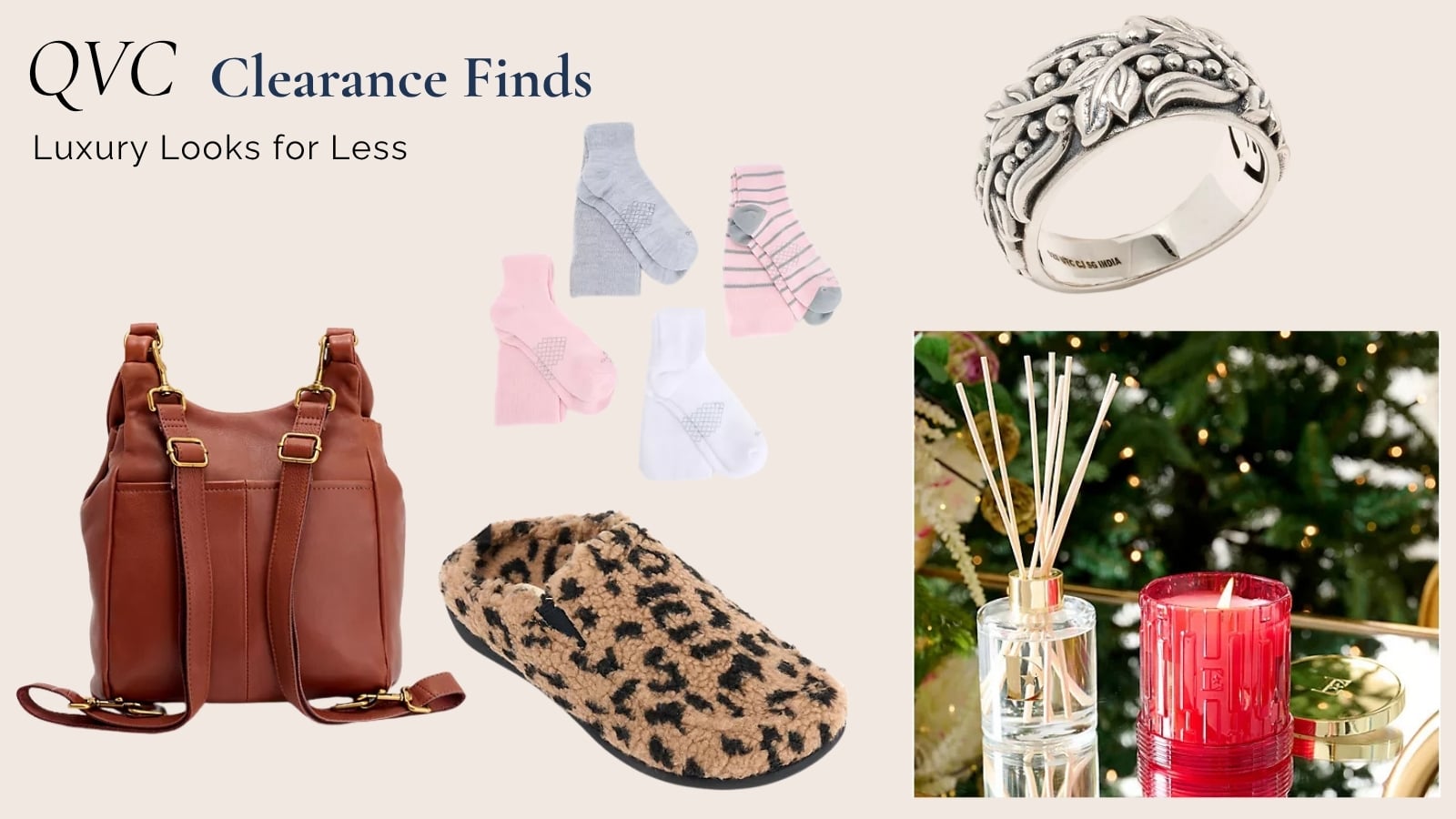 QVC clearance finds featuring luxury-inspired fashion, home décor, accessories, and comfort essentials at discounted prices.