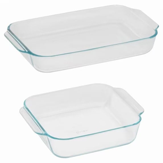 Pyrex Basics Glass Bakeware Set Value Pack, 3qt Oblong and 8inch Square