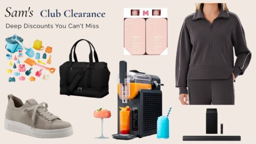 Sam's Club clearance featuring home essentials, electronics, travel gear, beauty products, footwear, and seasonal deals at discounted prices.