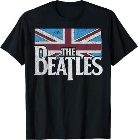 The Beatles British Flag Red, White, and Blue Short Sleeve T-Shirt