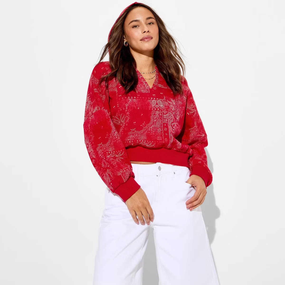 Wild Fable™ - Women's Split Neck French Terry Pullover Sweatshirt