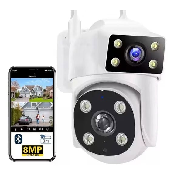 DNXNIAIFY - Security Camera 4K Wireless Wi-Fi Outdoor Camera 2.4GHz Indoor Home Camera Security with Spotlight with Infrared Detection Color Night Vision, 2-Way Audio