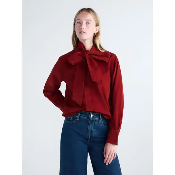 Free Assembly Women's and Women's Plus Long Sleeve Tie Neck Shirt, Sizes XS-4X