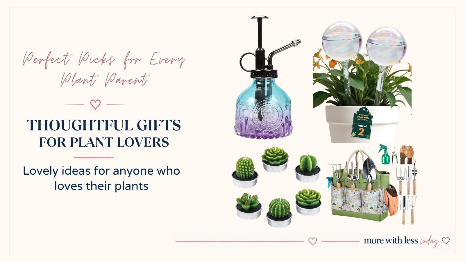 Gift ideas for plant lovers and plant parents featuring useful plant care accessories and charming gardening gifts.