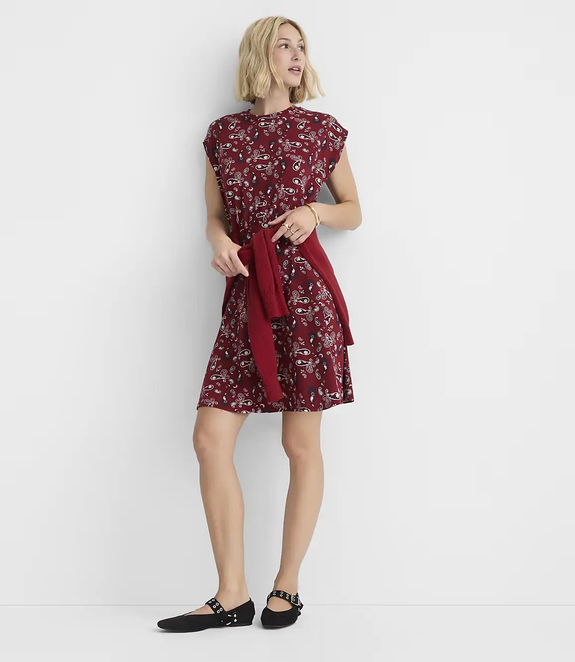 Paisley Cap Sleeve Mini Dress