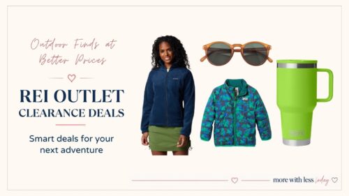 REI Outlet and clearance finds featuring outdoor clothing, footwear, camping gear, hiking essentials, and kids' outdoor apparel.