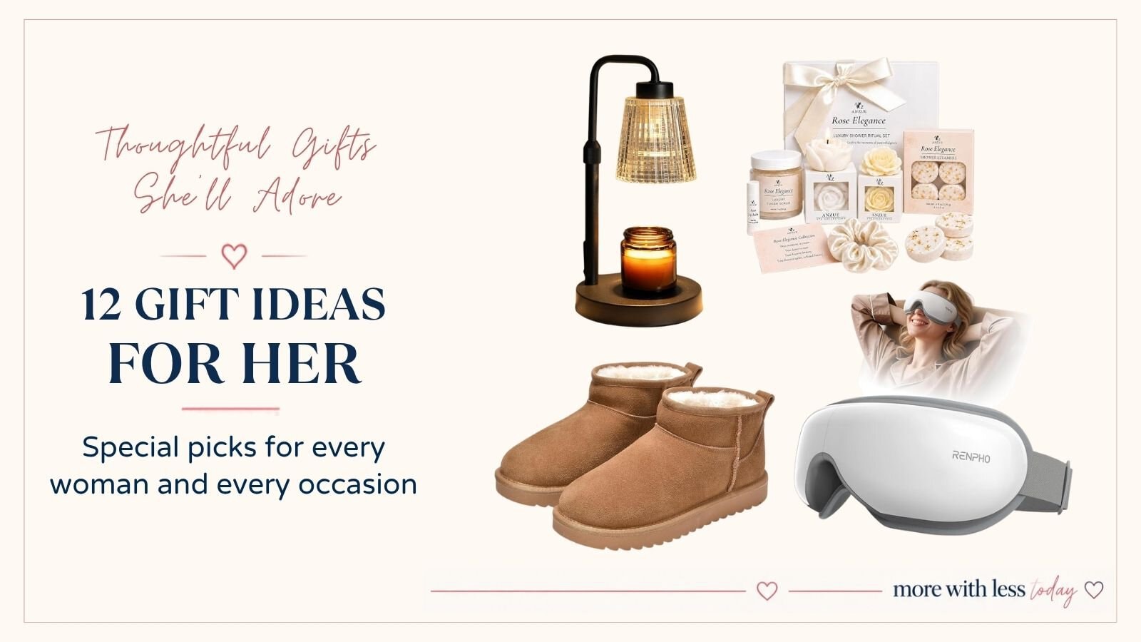 Thoughtful gift ideas for her featuring special presents for birthdays, holidays, anniversaries, and other occasions.