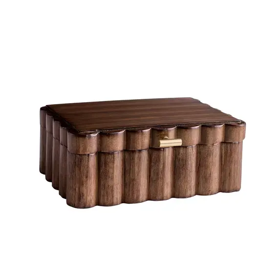 Better Homes & Gardens Scalloped Wooden Jewelry Box with Lid, Natural Wood Finish