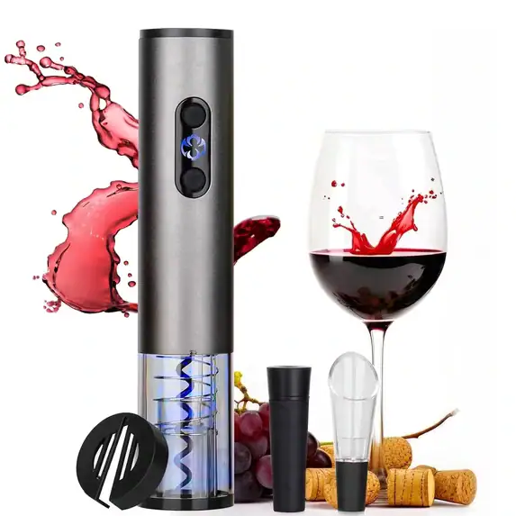 Electric Wine Opener, Battery Operated Wine Bottle Openers with Foil Cutter, One-click Button Corkscrew Remover for Home Kitchen Party Wedding