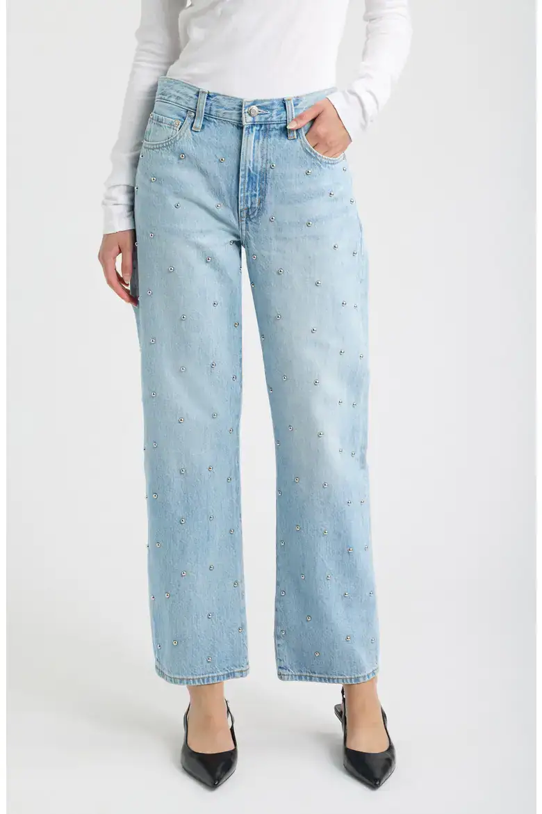 Pistola - Lexi Distressed Studded Crop Barrel Jeans