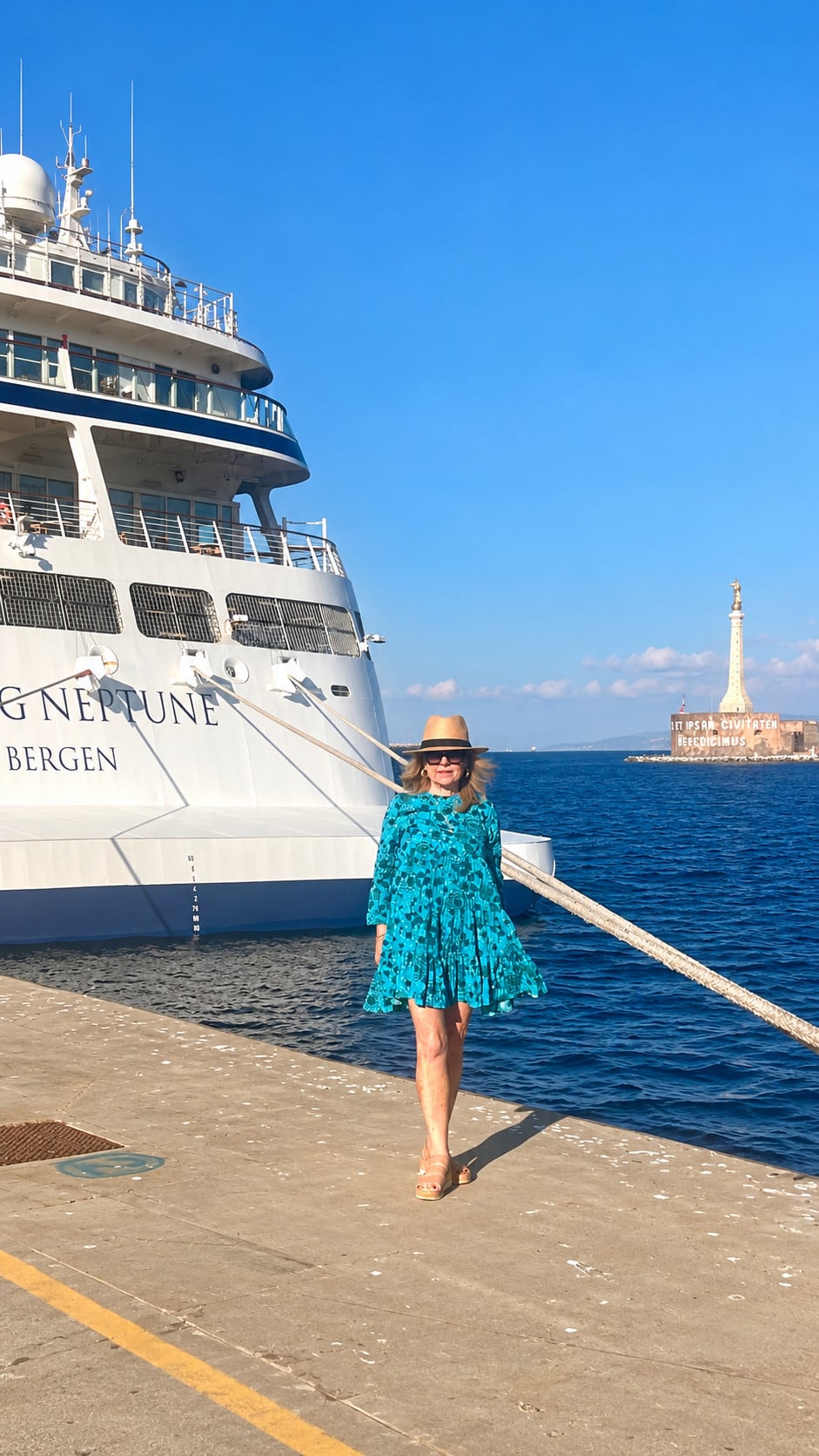 Lori Felix standing in front of the Viking Neptune
