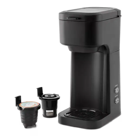 Mainstays Single Serve Coffee Maker, Pods and Grounds, Auto Shutoff, 14 oz Reservoir