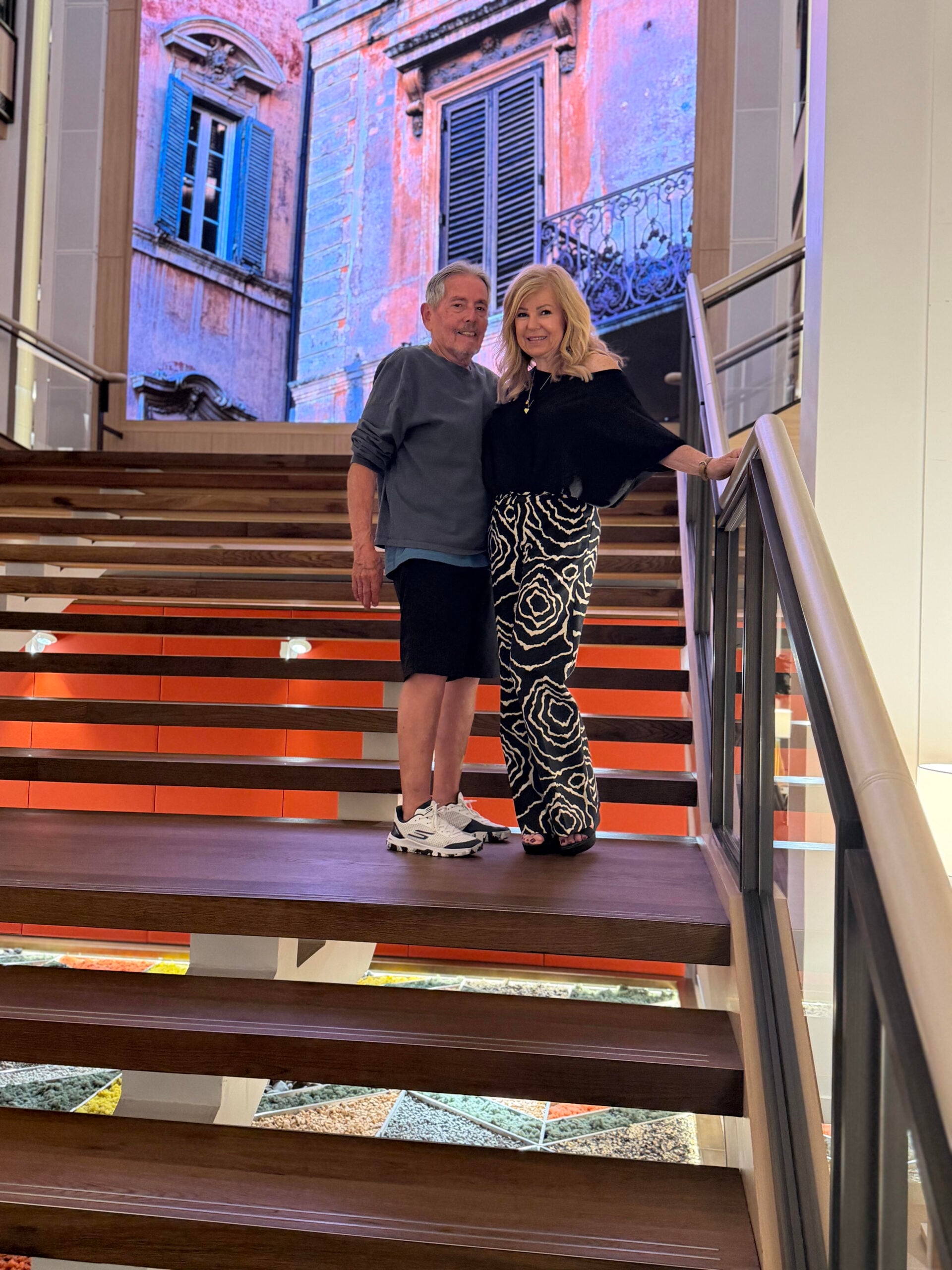 Lori and Art Felix on the stairs of the Viking Neptune